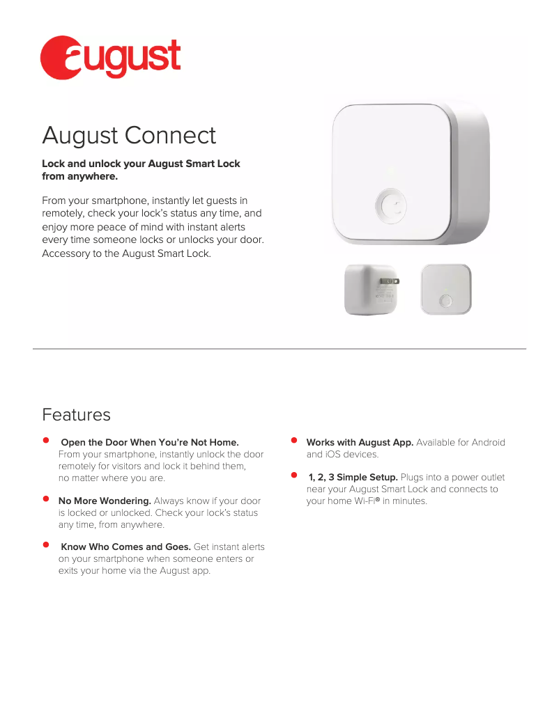 Página 1 del manual Ficha técnica August Connect