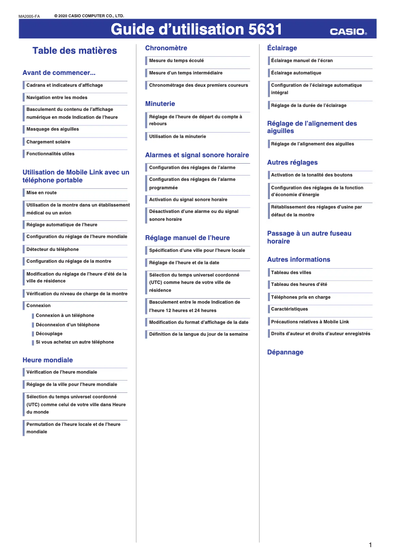 Página nº 1 - Manual de usuario Casio G-Shock GST-B300