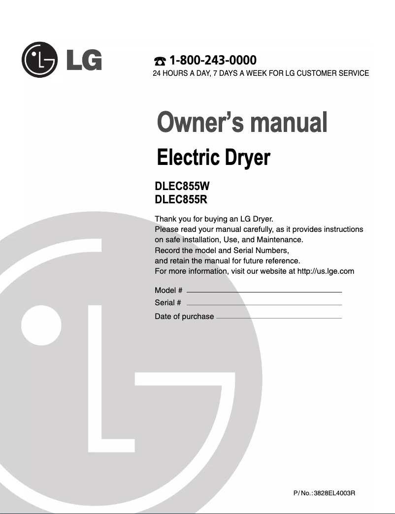 Imagen de la primera página del manual del dispositivo DLEC855W