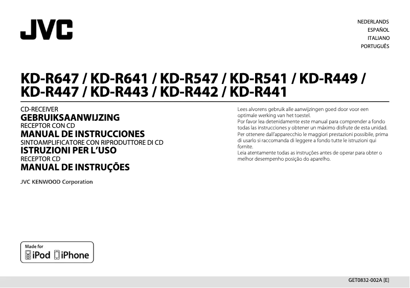 Página 1 del manual Manual de usuario JVC KD-R441
