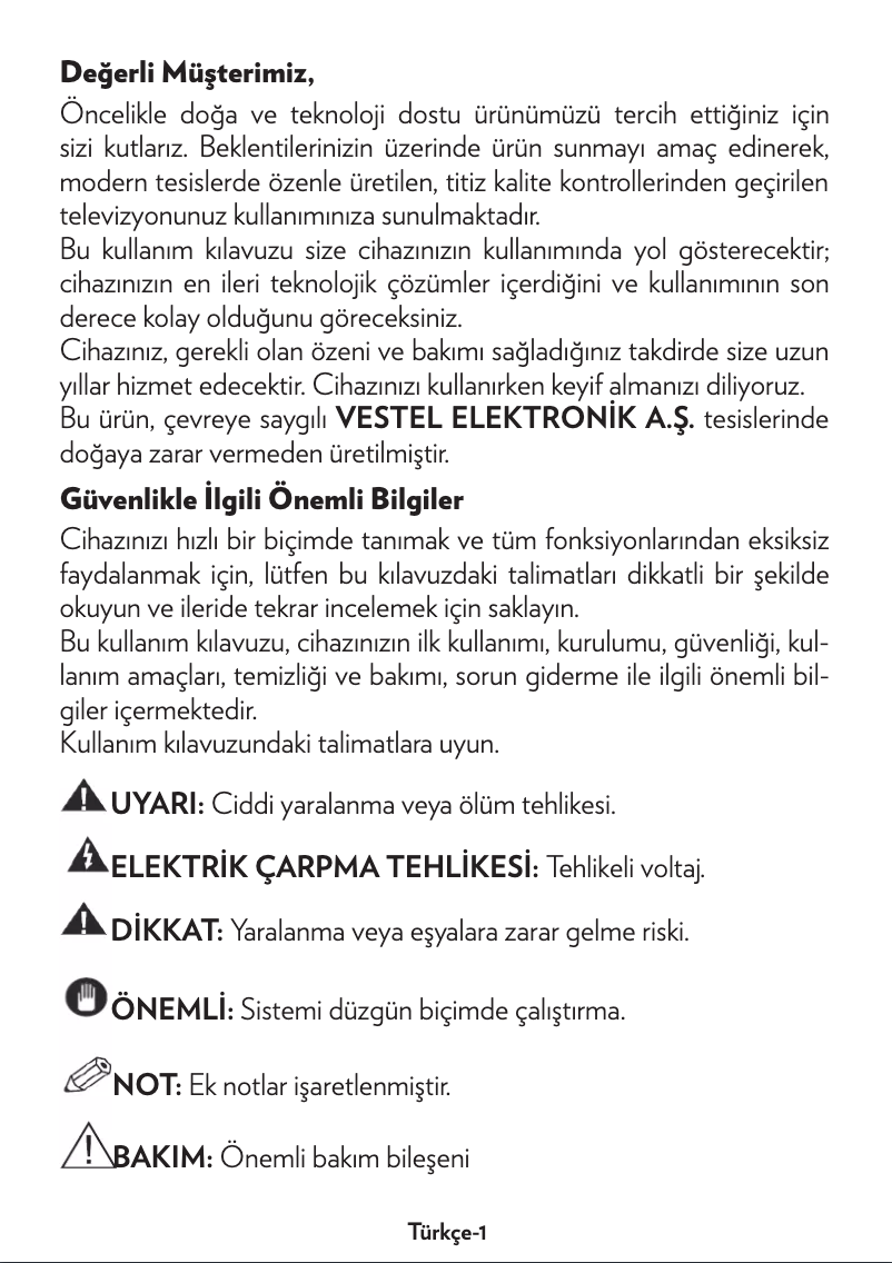 Página 1 del manual Manual de usuario Vestel 48FB5000