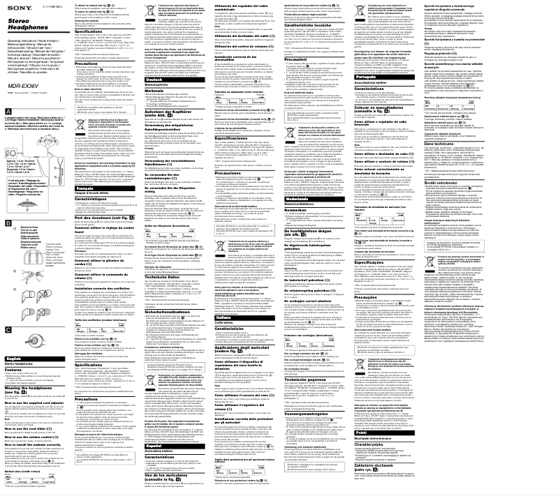 Página nº 1 - Manual de usuario Sony MDR-EX36V