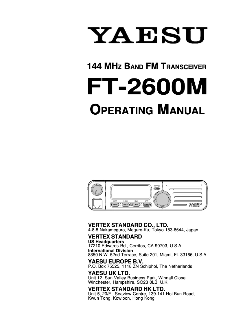 Página nº 1 - Manual de usuario Yaesu FT-2600M