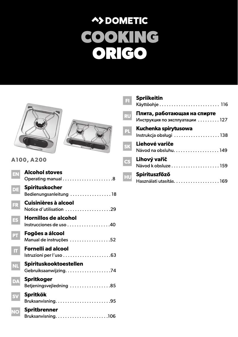 Imagen de la primera página del manual del dispositivo Origo A200