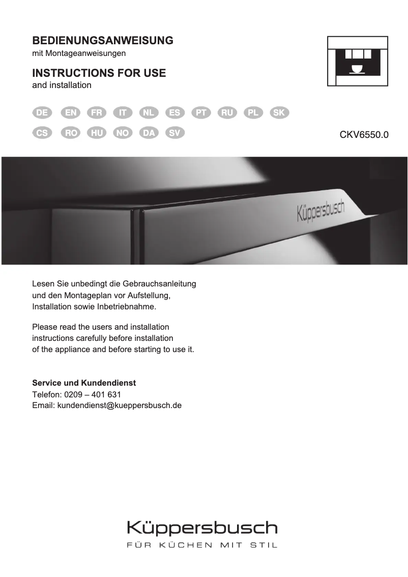 Imagen de la primera página del manual del dispositivo CKV6550.0W