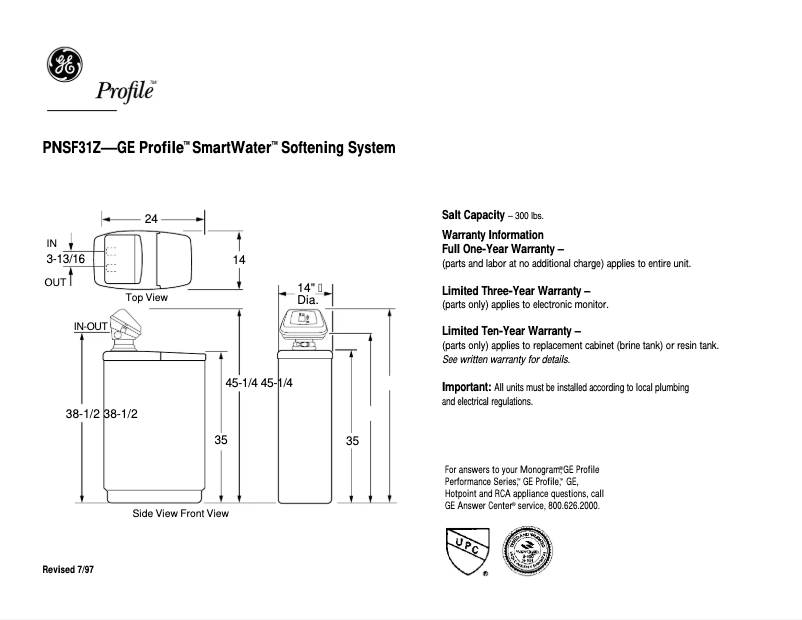 Imagen de la primera página del manual del dispositivo Profile PNSF31Z