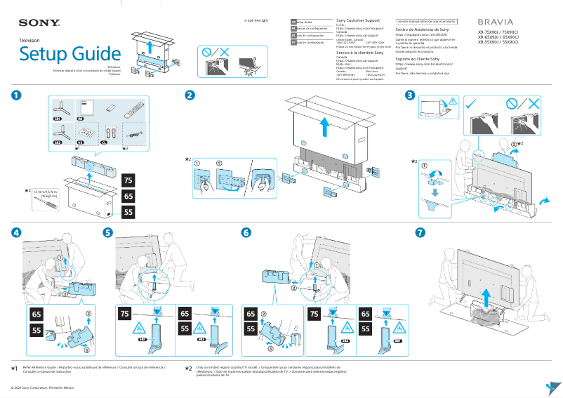 Página 1 del manual Guía de instalación Sony XR-65X90CJ