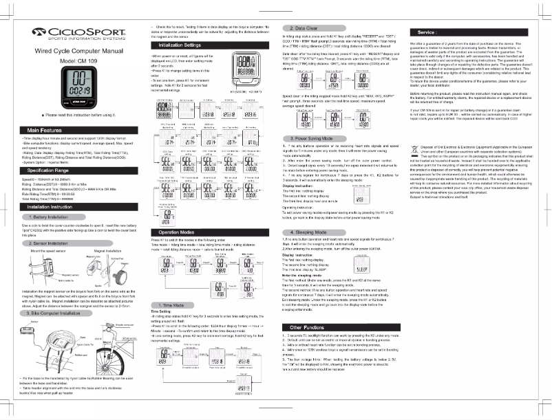 Página 1 del manual Manual de usuario Ciclo CicloMaster CM 109