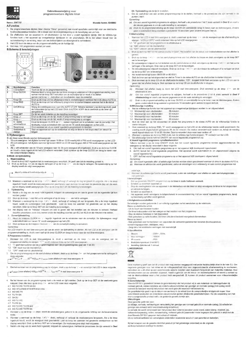 Página 1 del manual Manual de usuario Sencys EMT757