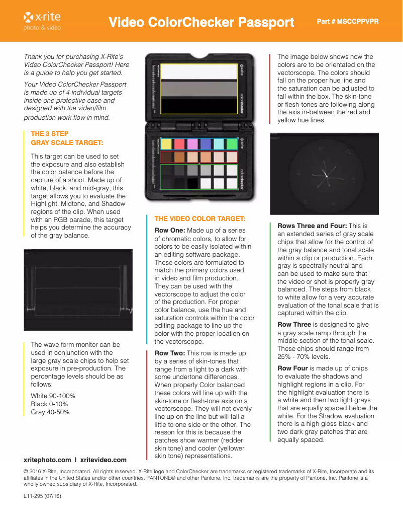 Página 1 del manual Manual de usuario X-Rite Video ColorChecker Passport