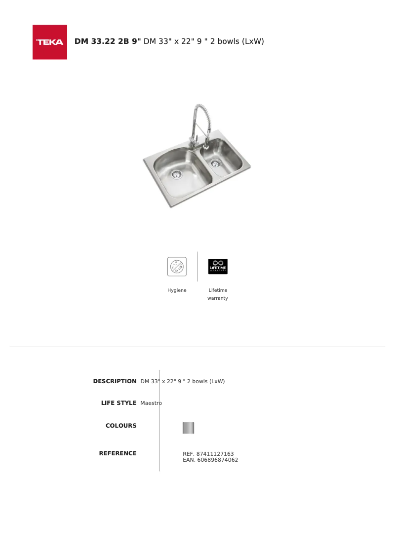 Página 1 del manual Ficha técnica Teka DM 33.22 2B 9