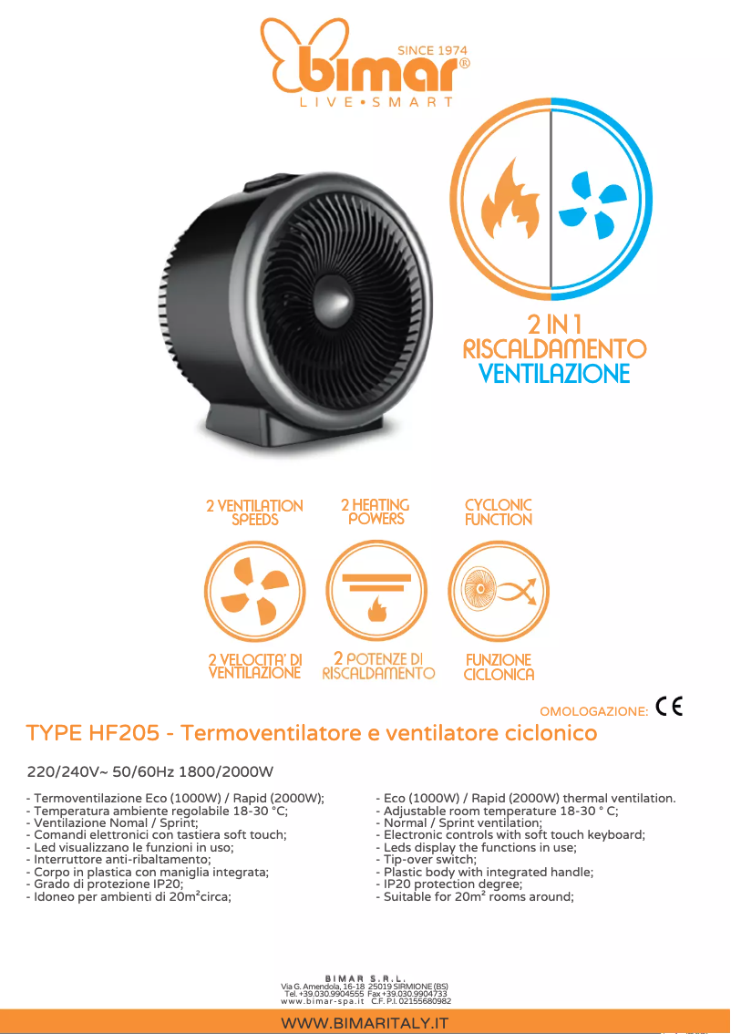 Imagen de la primera página del manual del dispositivo HF205