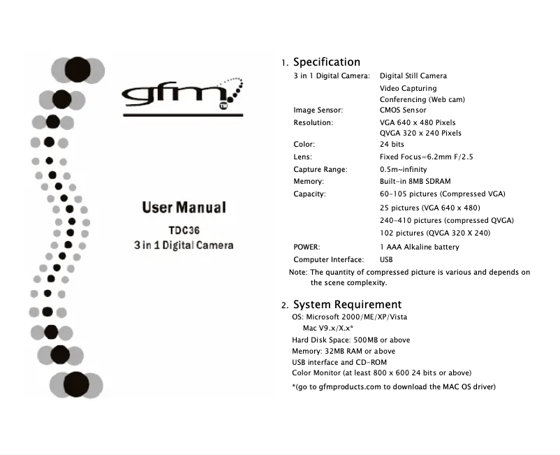 Página 1 del manual Manual de usuario GFM TDC36