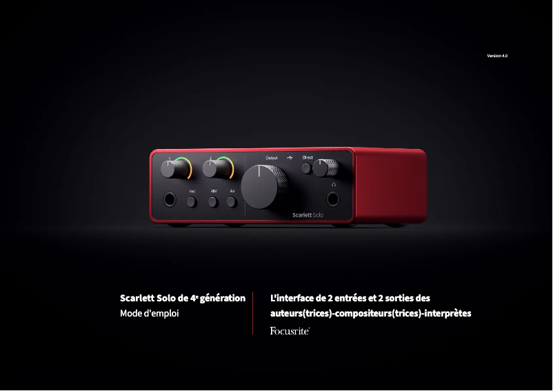 Página 1 del manual Manual de usuario Focusrite Scarlett Solo 4th Gen