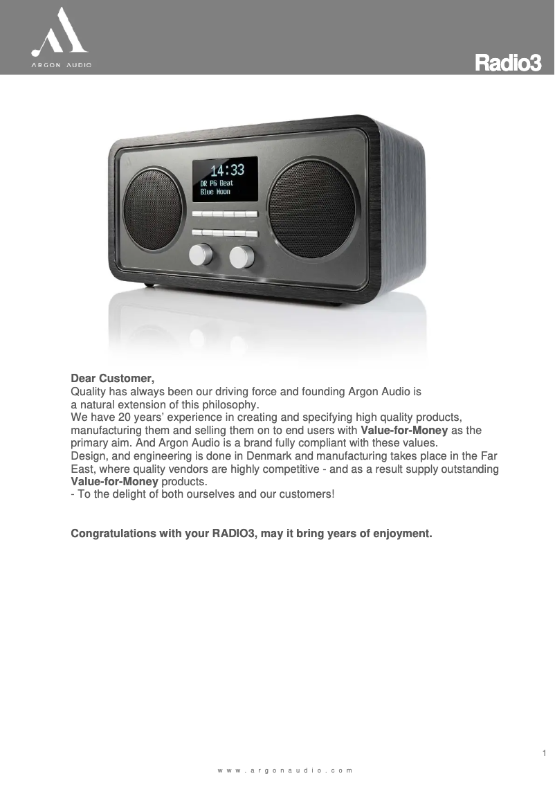 Imagen de la primera página del manual del dispositivo Radio 3