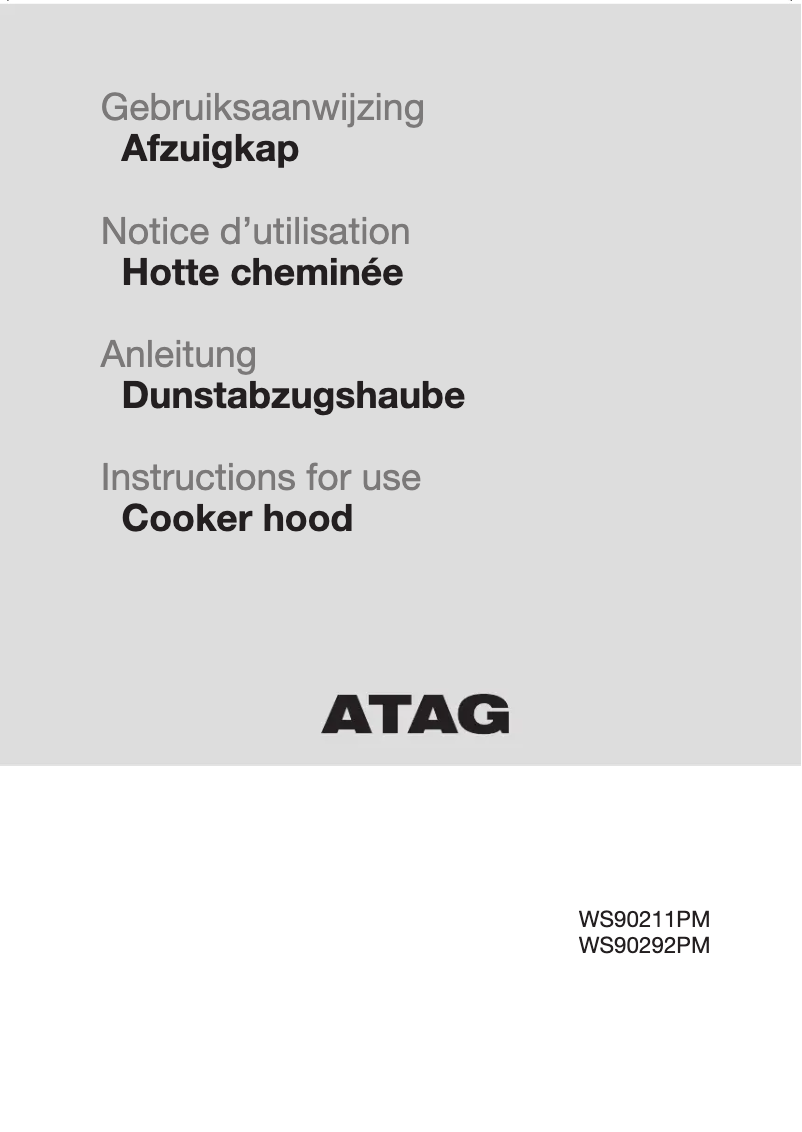 Página 1 del manual Manual de instrucciones Atag WS90211PM