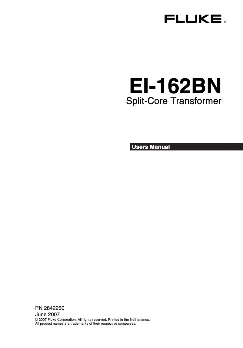 Página 1 del manual Manual de usuario Fluke EI-162BN