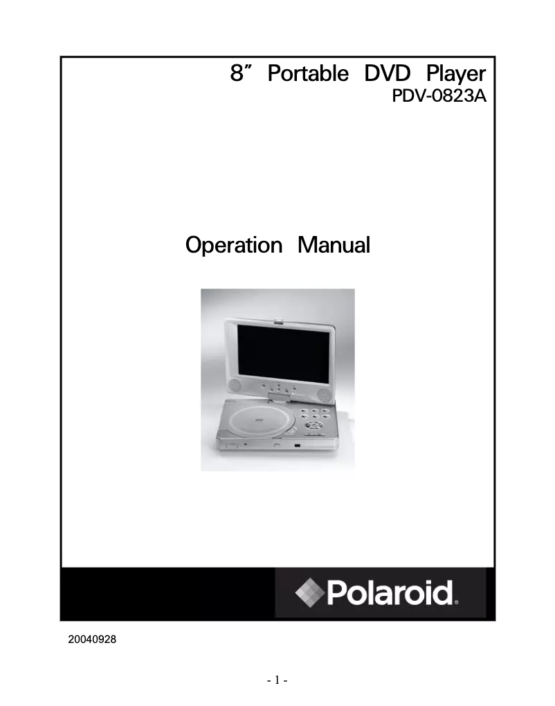 Imagen de la primera página del manual del dispositivo PDV-0823A