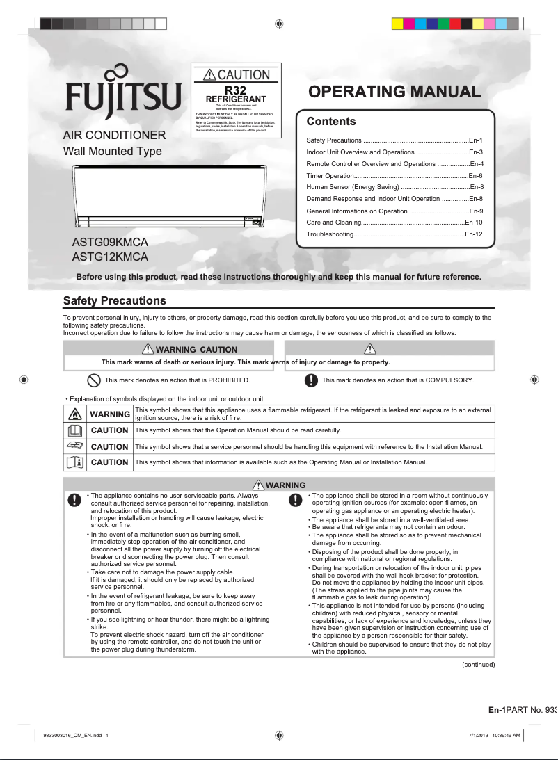 Imagen de la primera página del manual del dispositivo Lifestyle ASTG09KMCA