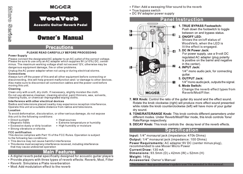 Imagen de la primera página del manual del dispositivo WoodVerb