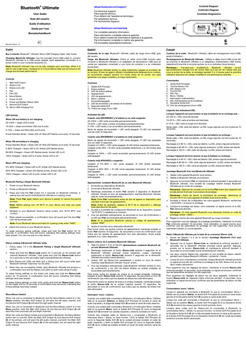 Página nº 1 - Manual de usuario Alto Bluetooth Ultimate