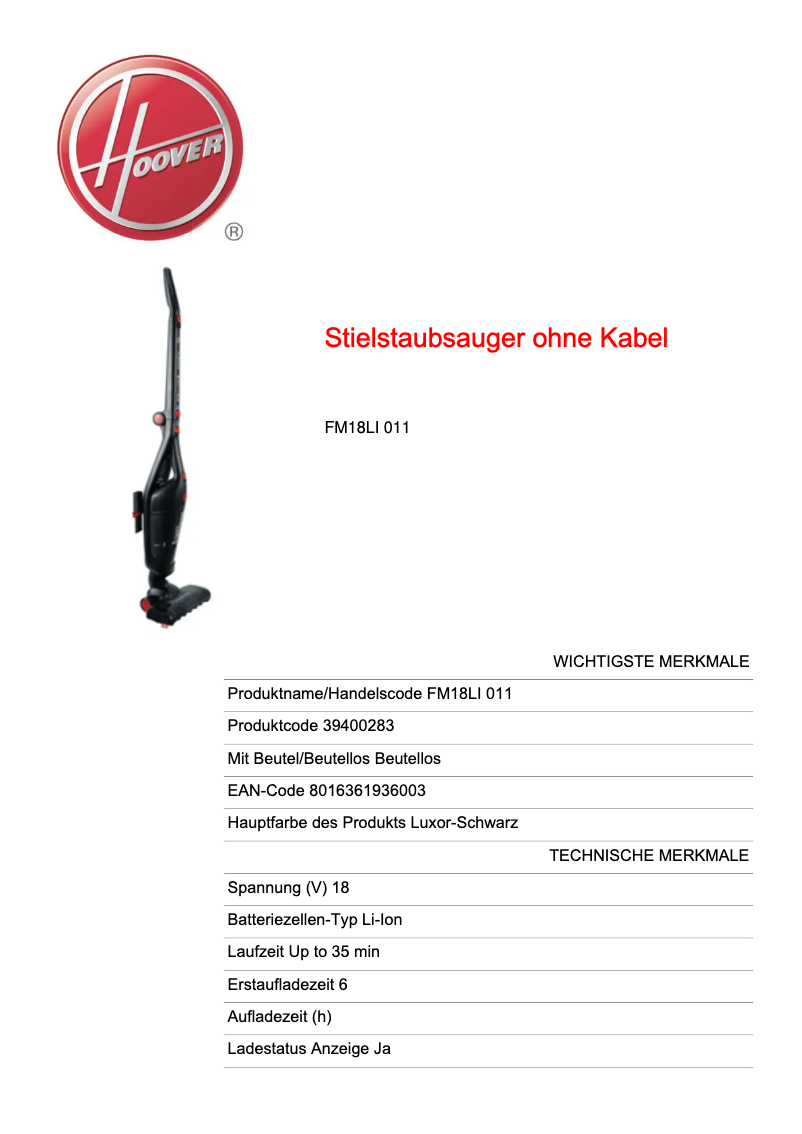 Imagen de la primera página del manual del dispositivo FM18LI 011