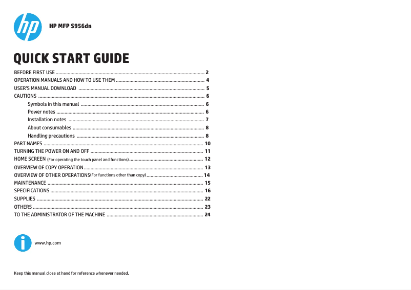 Página 1 del manual Guía de inicio rápido HP MFP S956