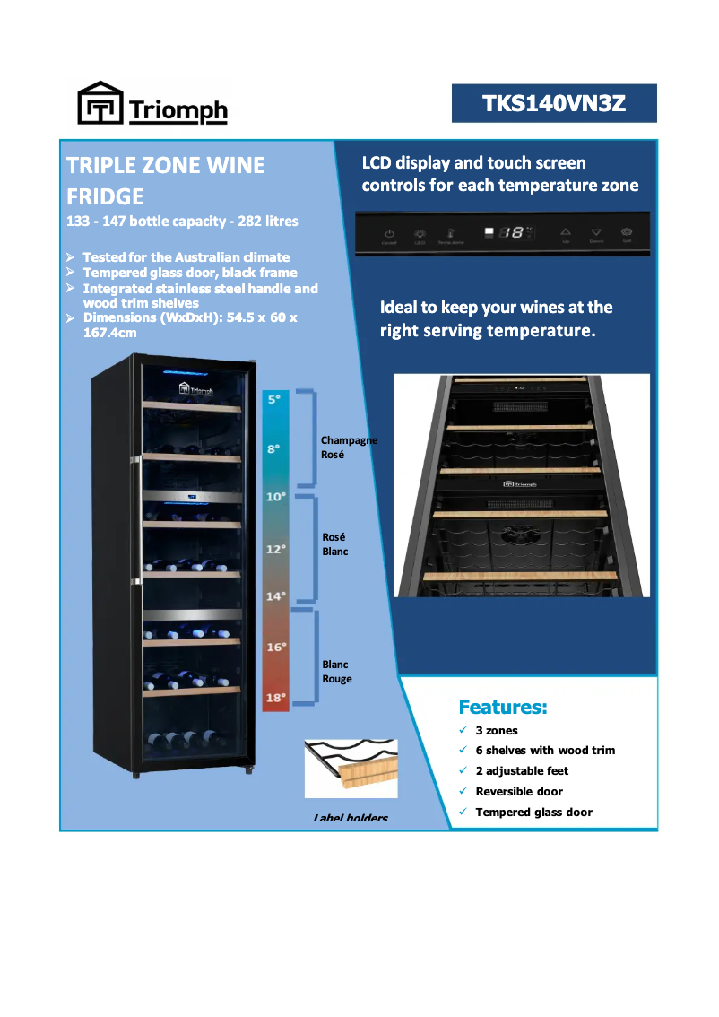 Página 1 del manual Ficha técnica Triomph TKS140VN3Z