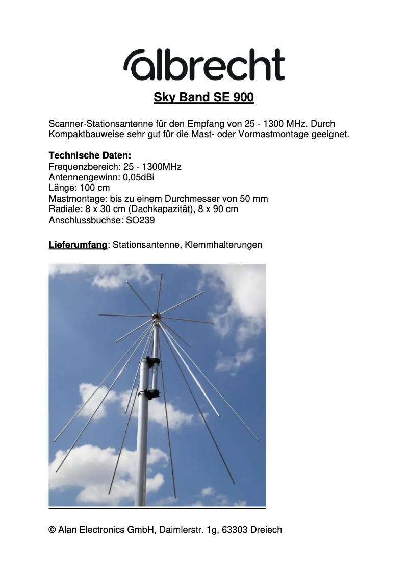 Imagen de la primera página del manual del dispositivo Sky Band SE 900
