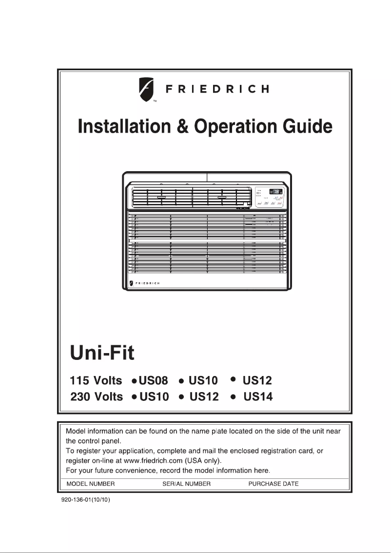 Imagen de la primera página del manual del dispositivo Uni-Fit US12D10B