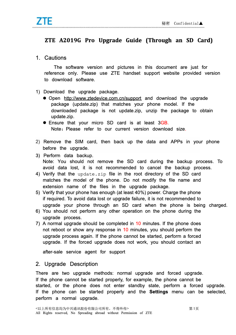 Imagen de la primera página del manual del dispositivo A2019G Pro