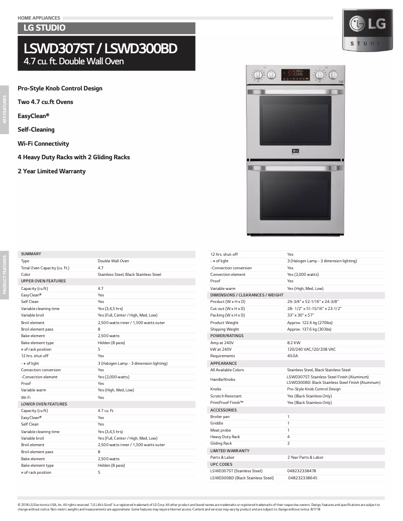 Imagen de la primera página del manual del dispositivo LSWD307ST