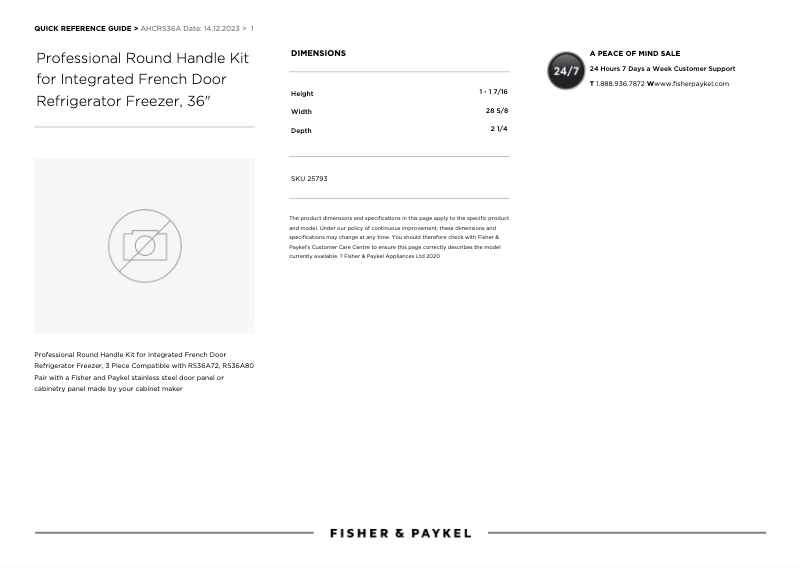 Página 1 del manual Manual de usuario Fisher & Paykel AHCRS36A