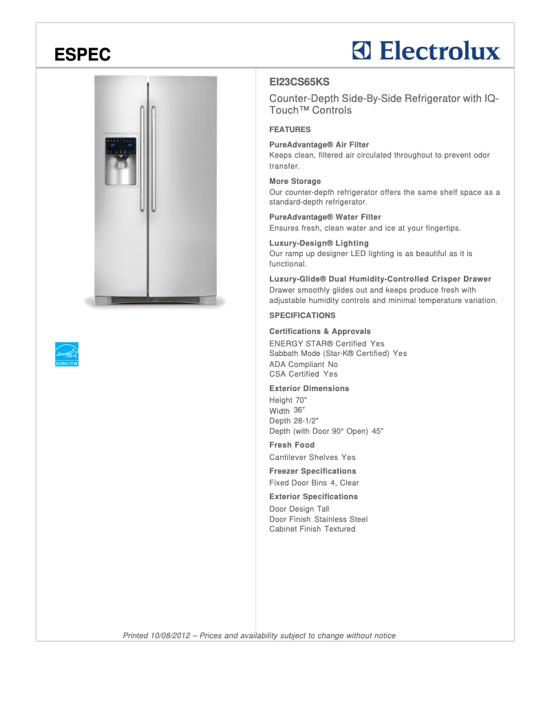 Imagen de la primera página del manual del dispositivo EI23CS65K