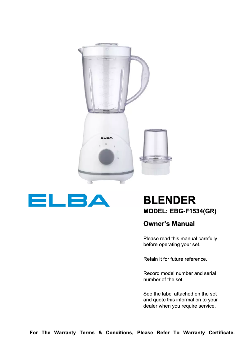 Imagen de la primera página del manual del dispositivo EBG-F1534(GR)