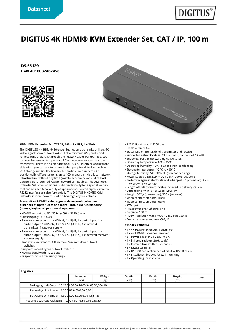 Página 1 del manual Ficha técnica Digitus DS-55129