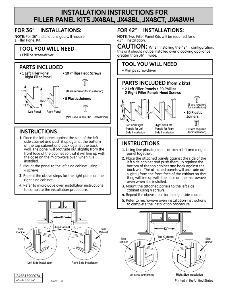 Imagen de la primera página del manual del dispositivo JX48WH