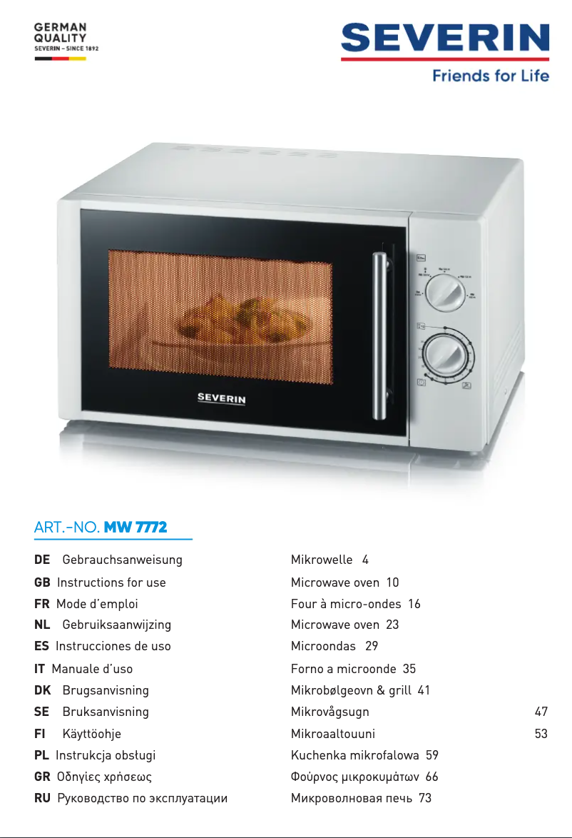 Imagen de la primera página del manual del dispositivo MW 7772