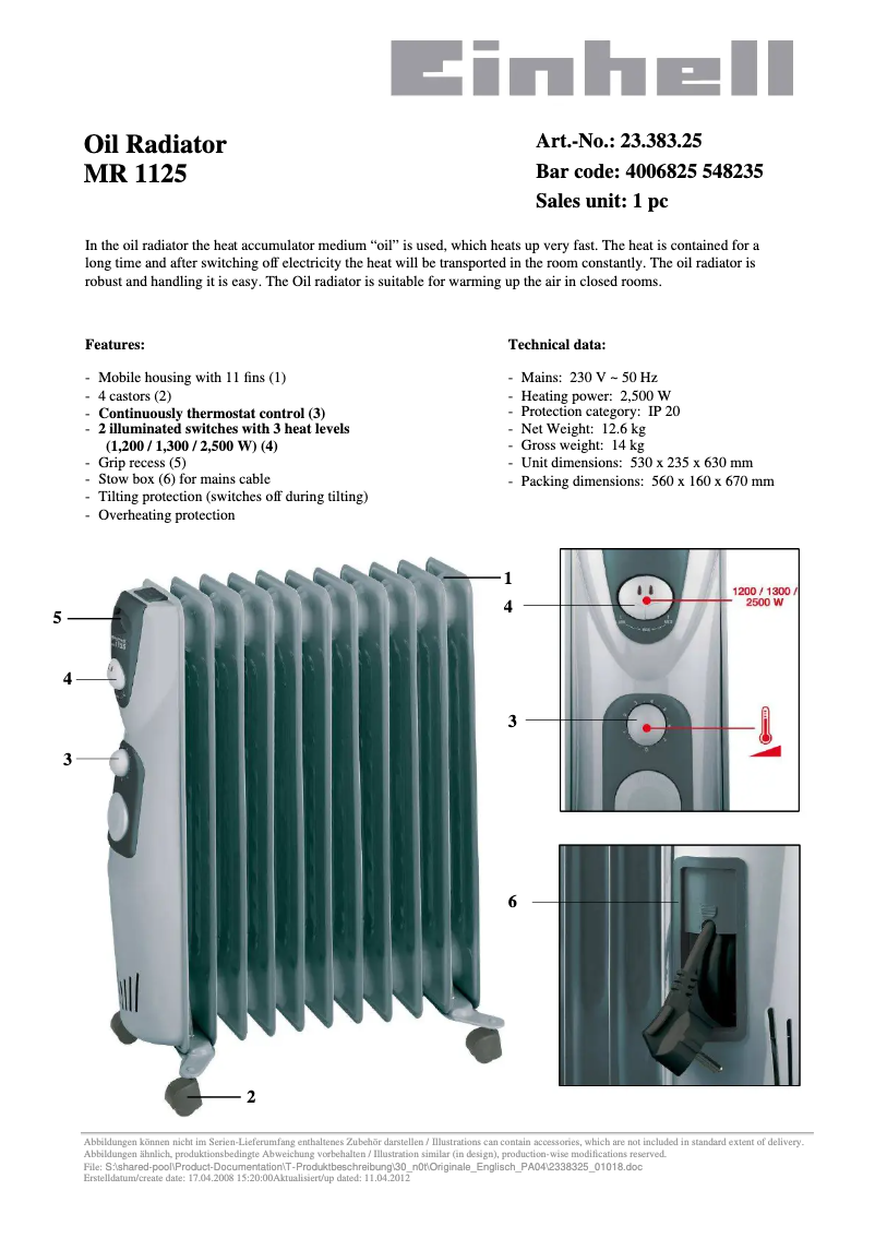 Imagen de la primera página del manual del dispositivo MR 1125