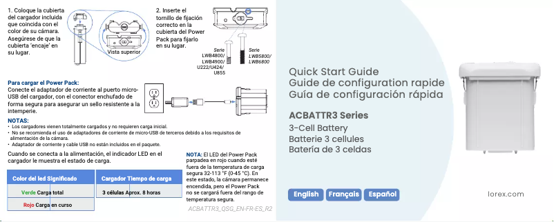 Imagen de la primera página del manual del dispositivo ACBATTR3A