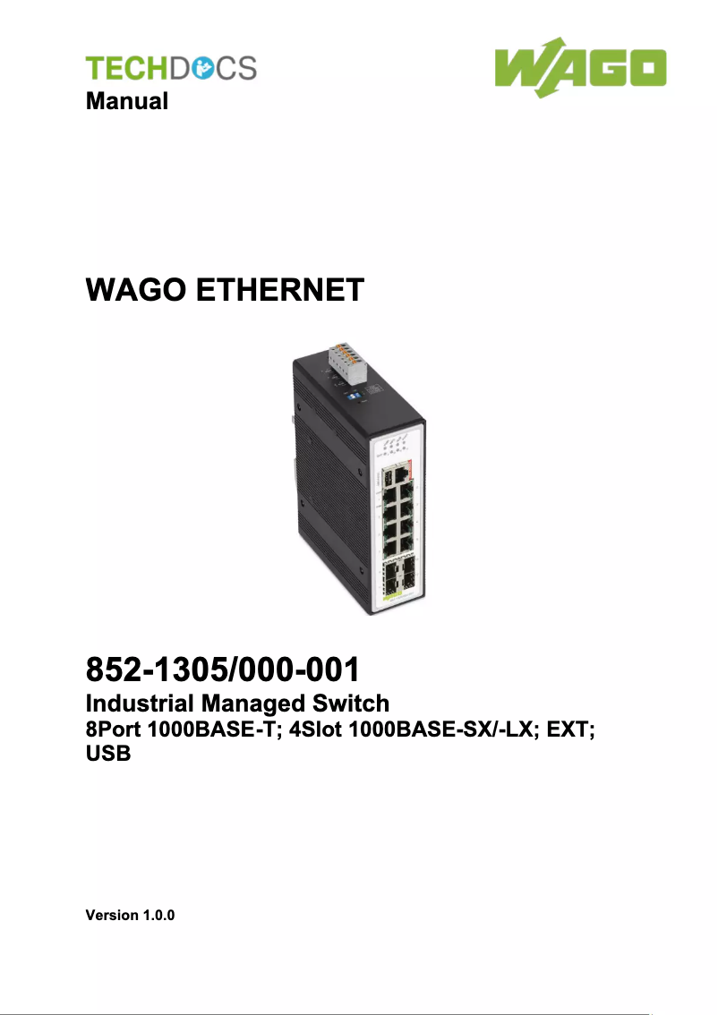 Imagen de la primera página del manual del dispositivo 852-1305/000-001