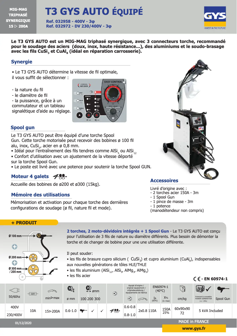 Imagen de la primera página del manual del dispositivo T3 GYS Auto DV