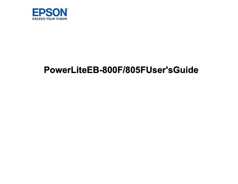 Imagen de la primera página del manual del dispositivo PowerLite 800F