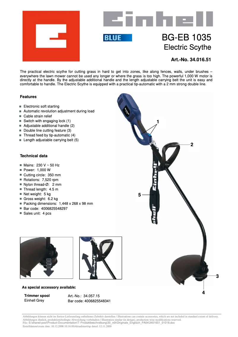 Página 1 del manual Manual de usuario Einhell BG-EB 1035