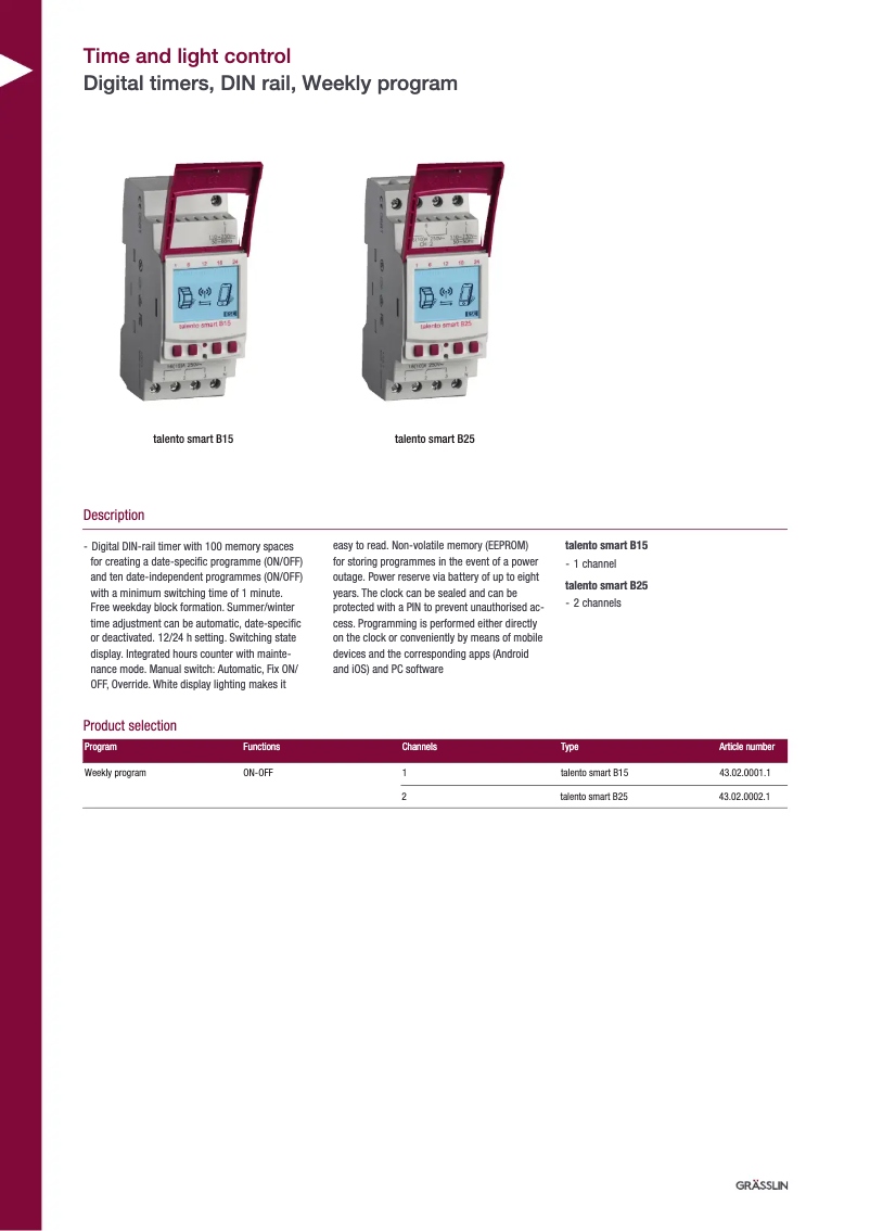 Imagen de la primera página del manual del dispositivo talento smart B25