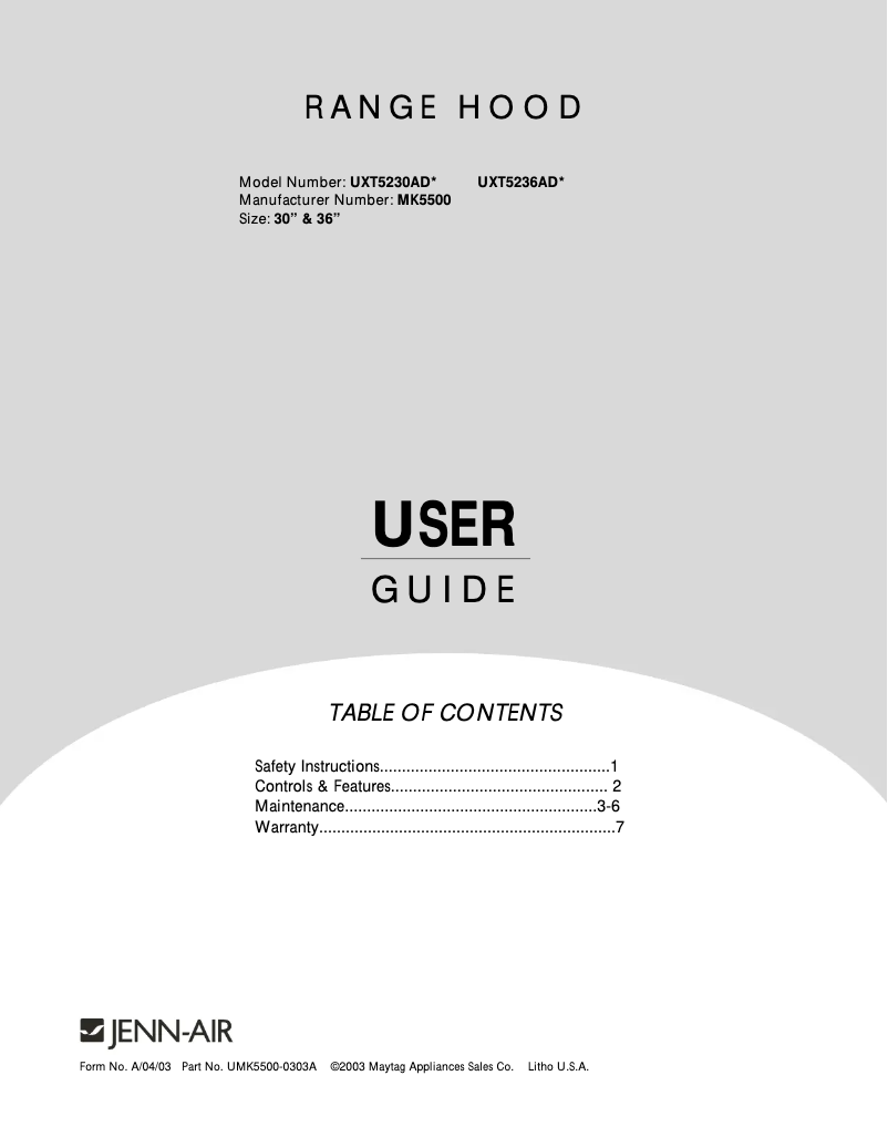 Página nº 1 - Manual de usuario KitchenAid UXT5230ADB