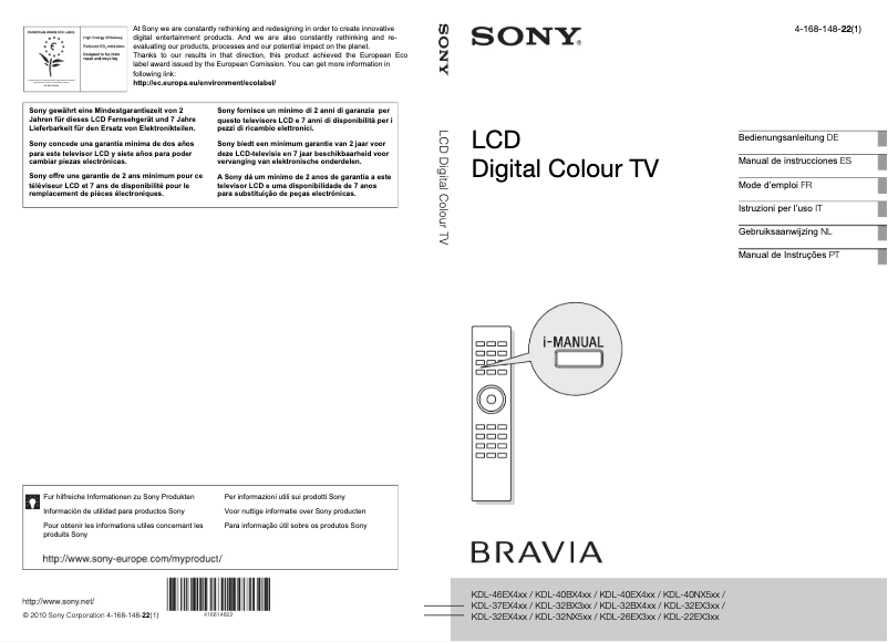Página 1 del manual Manual de usuario Sony Bravia KDL-32BX400AEP