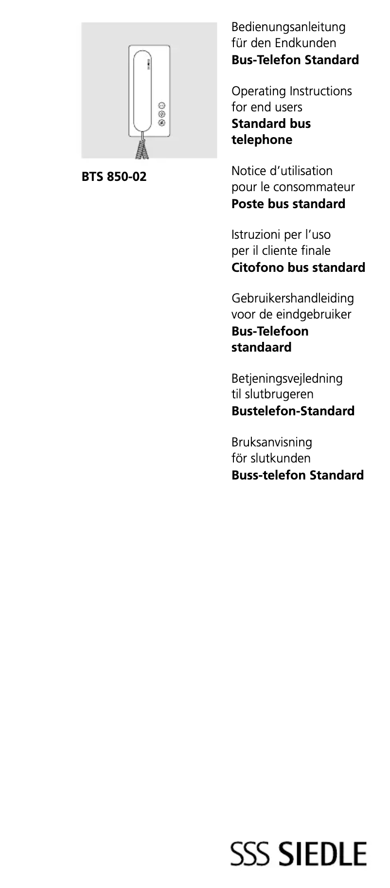 Página 1 del manual Manual de usuario Siedle Bus-Telefon Standard