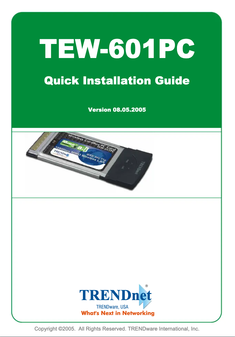 Imagen de la primera página del manual del dispositivo TEW-601PC