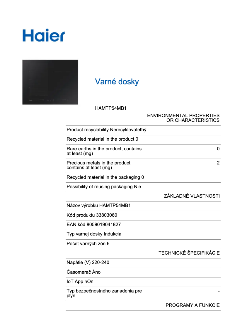 Página 1 del manual Etiqueta energética Haier HAMTP54MB1